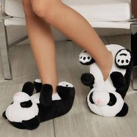 Slippers Fun Black White Fuzzy Panda Women Home 2022 Winter Trend Girls Gifts Shoes Bedroom Plush Ladies Warm Fluffy SlidesSlippers