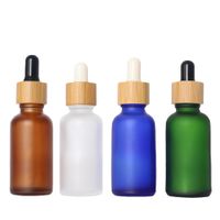 30ml Frosted Clear Glass Dropper Bottle with Bamboo Lid Cap ...