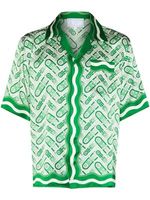 Casablanca-SS 2022 Novo ping ping pong clássico masselas da pradarie estampa verde unissex solto camisa de seda britânica camisetas de manga curta camisadas femininas