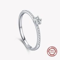 Real 925 prata esterlina simples redonda de zircão transparente para mulheres clássicas de acessórios de casamento de luxo jóias