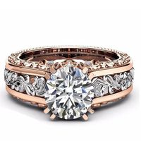 Whole-Gold Filled Luxury Jewelry 14KT White&Rose Gold Round Cut Big Multi Color Topaz CZ Diamond Pave Party Women Wedding Band224s