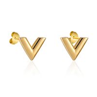 Brand stud Luxury Jewelry Simple Design V Letter Earrings For Women Stainless Steel Gold Color Elegant Party Earrings wedding314v