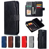 Tarjeta de billetera retro de cuero de lujo Tarjeta de billetera de billetera a prueba de choque cubierta para teléfono para iPhone 7 8 Plus XR XS Max Samsung A8 S9 Nota 257B