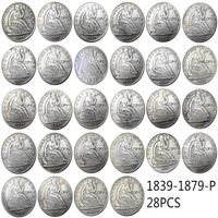US Full Set Of(1839-1879 )P O CC 51pcs Liberty Seated Half Dollar Craft Silver Plated Copy Decorate Coin metal dies manufacturing 340i