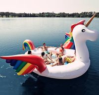 6 -8 Personas enormes unicornios Barco de isla inflable Agua de verano Floats Floats Tubos PVC Air Bay Breeze Island Dock River Raft Plataforma de natación Toy