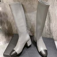 France Designer Sapatos de inverno zíper feminino alongamento de altas botas de salto grossa de 5 cm de cheiro de chão de gado
