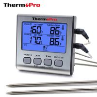 ThermoPro TP17 Dual Probe Outdoor Cooking Meat Thermometer Large LCD Backlight Food Grill Thermometer with Timer Mode for Smoker 220531