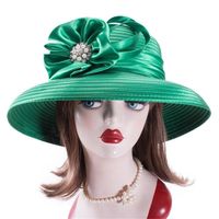 Lawliet Womens Crystal Satin Ribbon Dressy Church Designer Couture Bridal Hat A585 220812