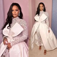 Combinaison de robe de mariée de la teinture de la dentelle Rihanna avec une sursis 2022 Big Bow manches longues à manches longues robe de mariée costume Vestido Boho Novia