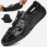 Sandals Classic Mens Outdoor Summer Genuine Leather Male Bea...