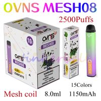 Ovns Mesh08 2500 Puffs Zigaretten Original 5% Einweg-Vape-Stift-Gerät 1150mAh-Batterie 8ml Mesh-Spirale Efigs neue Vapes