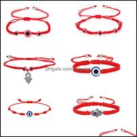 Joyas de pulseras Charm 14 Estilos de cuerda roja hecha a mano para mujeres Hombres malvado ojo turco Amistad Drop de gota Ajustable 2021 DDFNH