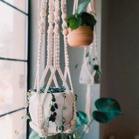 マクラメの手作り植物ハンガーバスケット植木鉢ホルダーバルコニーハンギング飾り飾りノットリフティングロープホームガーデン用品