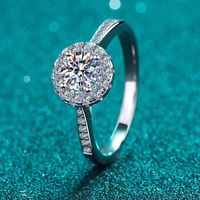 Smyoue personalizado 2CT Real Moissanite Ring para Women Classic Rond Cut 925 Silver Lab Diamond Wedding Promise Band