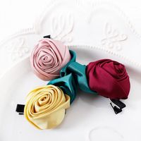 Hair Accessories Silk-like Fabric Clips Red Pink Yellow Rose Hairpins High Quality Flower Side Grips Classic Cute Kid Barrettes