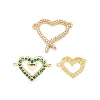 Pendant Necklaces 24K Champagne Gold Color Brass And Zircon 2 Holes Heart Connect Charms Pendants Jewelry Making Supplies Diy Findings Acces