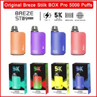 Original Breze Stiik Box Pro 5k Puffs Elektronische Zigarette Wiederaufladbare Bars Mesh-Spule Einweg-Vape-Stift 8 Farben 800mAh 12ML-Verdampfer-Kit