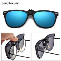 Sunglasses Polarized Clip On Men Flip Up Pochromic Mirror Blue Yellow Lens Night Vision Car Driver Goggle GlassesSunglasses