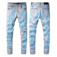 Jeans de designer de 22ss jeans jeans jeans de perna fina de cinco estrelas calças de moto de água angustiada listras de diamante de jeans de jeans de alta qualidade 29-40