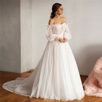 Vestido de novia 2022 Nuevo sexy elegante palabra simple burbuja de hombro largo Qidi Hotel Travel Shooting al por mayor