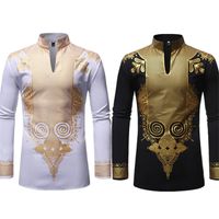 African Dresses for Men Long Sleeve Print Rich Bazin Dashiki Africa Fashion Style Stamping 2019 Mens Tops Clothing278k