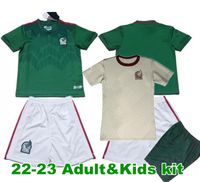 2022 2023 Мексика Взрослые детские наборы футбола Джерси домой выездные 22 23 H.Moreno Chicharito Lozano Guardado Carlos Vela Raul ребенок мальчик футбольные рубашки