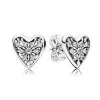 Real 925 Sterling Silver Heart of Winter Stud Earring Set Original Box for Pandora CZ Diamond Earrings Girls Women Jewelry287P