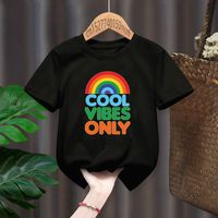 Cool Vibes Only Rainbow Print Red Kid T-shirts Children Baby Harajuku Kawaii Clothes Boy Girl Tops Present Drop Ship