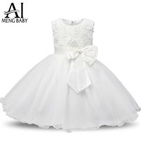 Girl's Dresses Flower Princess Girl Dress Wedding First Birthday Born Baptism Clothes Toddler Kids Party For Girls