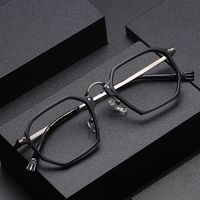 Moda Güneş Gözlüğü Çerçeveleri Gözlükler Asetat Saf Titanyum Gözlük Çerçeve Erkekler Retro Küçük Jant Poligonal Optik Gözlük Kadın Marka 9679