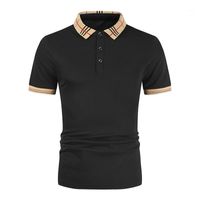 Men's Polos 2022 Summer Shirt Round Cotton Cotton Sleeve Business Casual Designer listrado Homme Camisa Breathable