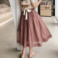Skirts Arrival Summer Korea Fashion Women High Waist Long Skirt All-matched Casual Sweet Organza Ball Gown Top Quality S169