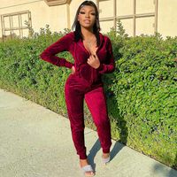 Women's Two Piece Pants Fall Winter Velvet Tracksuit Women Set Jackets Long Sleeve Top And Sporty Suit Velour Jogging Outfits Sweatsuits