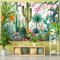 Tapestries Tropical Plant Cactus Oil Painting Tapestry 3D Print Green Leaf Flower Nature Scenery Wall Hanging Home Bedroom Decor Aesthetic