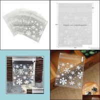 Gift Wrap Event Party Supplies Festive Home Garden 100 Pcs Sachets Pouches White Snowflake Packaging Bag For Biscuits Christmas Candies Dr