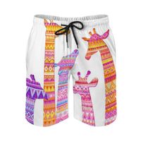 Heren shorts giraf silhouetten in kleurrijke tribal print heren sport korte strand surfen zwembokser trunks grappige mensen's