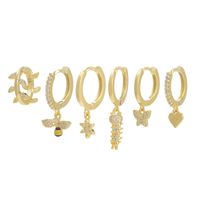 High-grade micro-set shiny zircon bee butterfly Dangle earrings jewelry European personality women animal 18k gold plated 3 pairs set earrings