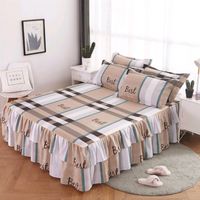 3PC Bedspread Bedroom Fitted Sheet Cover Soft Non-Slip King Queen Bed Skirt Wedding Bedskirt WithPillowcase For Four Seasons 220602