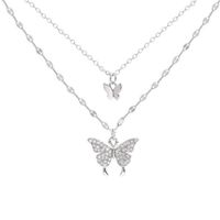 Nuevo collar de mariposa brillante damas exquisitas de doble capa de clavícula collar de cadena de clavícula para damas regalo