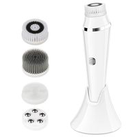 4 I 1 Face Cleansing Brush Sonic Vibration Facial Cleanser Silicone Pore Cleaner Exfoliator Face Washing Brush Roller Massager2890