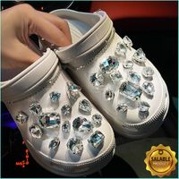 Retro Rhinestone Croc Charms Designer DIY Metal Pearl Shoe