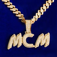 Carta de burbujas Nombre personalizado Collar para hombres Colgantes personalizados Real Chapado en oro real Hip Hop Jewelry 2022 Tendencia