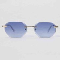 Occhiali da sole Gioielli Nylon Gradient Lens Women Fashion Diamond Cut Gordeless Glasses