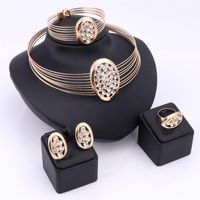 Big Nigerian Wedding African Beads Jewelry Sets Crystal Fashion Dubai Gold Silver Plated Jewelry Sets For Women Costume Design299V