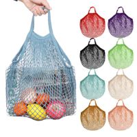 Borsa di stoccaggio della cucina sacca di drogheria in maglia di cotone per frutta vegetale riutilizzabile shopping borse borsetta borsetta maniglia corta