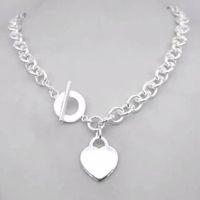Forever Heart Pinging OT Fivele Love Colar para Womens and Mans Silver Bating Chain Colares Grost Chain Colars