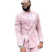 Men&#039;s Suits & Blazers Pink Black Special Design Men Sets Wedding Slim Fit Blazer Trousers Groom Tuxedo Prom Party Wear 2Pcs Jacket Pants