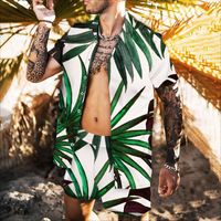 Мужские повседневные рубашки 2022 Стиль Гавайский пляжный мода Свободный 3D Печать Печать Печать Пара растений Короткие длинные рукава Ширтретро тренд и универсальный