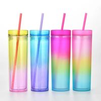 Stock 16oz Straight Acrylic Tumbler with Lid Straw Gradient ...
