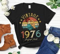 Women's T-Shirt Vintage 1976 Original Parts Retro With Mask Quarantine Edition Shirt Funny 45th Birthday Gift Idea Women Mom Wife Friend Cot